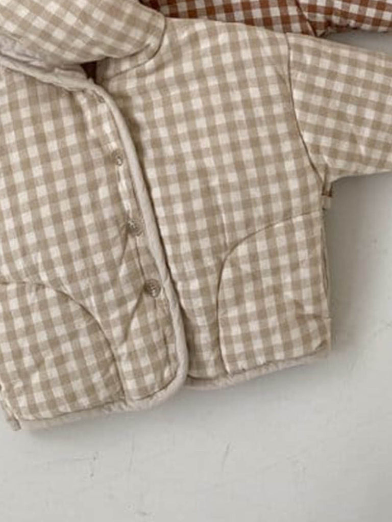 GINGHAM HOODED COAT